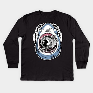 spaceman shark Kids Long Sleeve T-Shirt